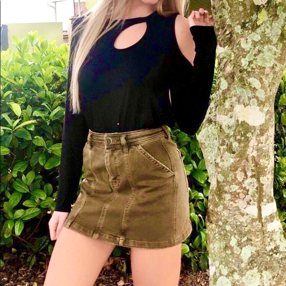 We the Free by Free People Antique Brass Denim Skirt